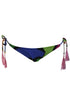 Sexy New Colorblock Print Beaded Tassel Tie Bikini Bottom